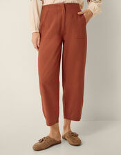 Joanie Linen Blend Barrel Trousers, Orange (RUST), large