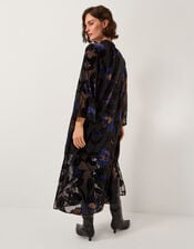 Giselle Sheer Floral Devoré Midi Dress, Blue (MIDNIGHT), large