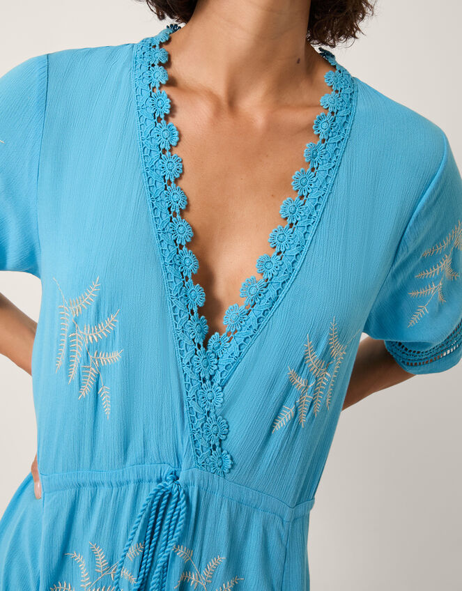 Fern Embroidered Maxi Dress, Blue (BLUE), large