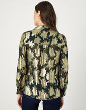 Theodora Metallic Print Blouse, Black (BLACK), large