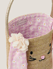 Bunny Gingham Basket Bag, , large