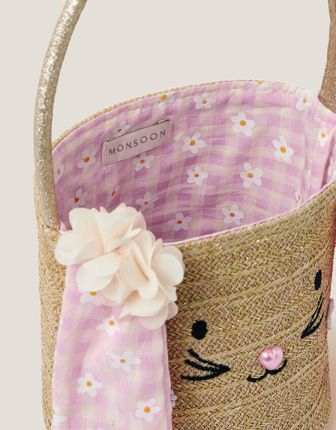 Bunny Gingham Basket Bag, , large