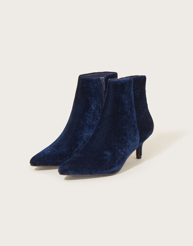 Velvet Kitten Heel Boots  Blue, Blue (NAVY), large