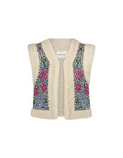 Fabienne Chapot Embroidered Borg Gilet, Multi (MULTI), large