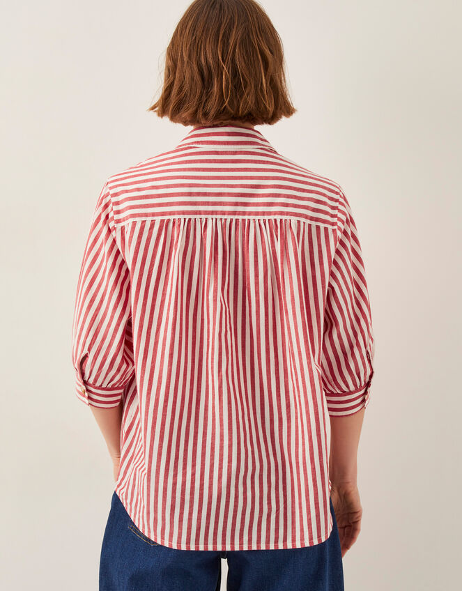 Liv 3/4 Sleeve Stripe Shirt, Red (RED), large