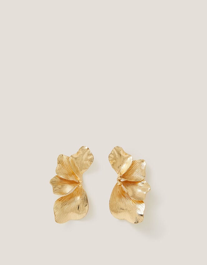 Textured Flower Drop Earrings, , large