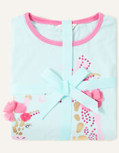 Gwyneth Giraffe Pyjama Set, Blue (AQUA), large