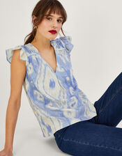 Peggy Ikat Tank Top, Blue (BLUE), large