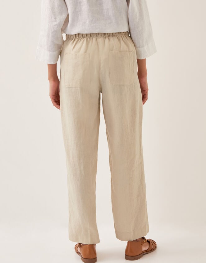 Jolie Short Linen Wide Leg Trousers, Natural (NATURAL), large