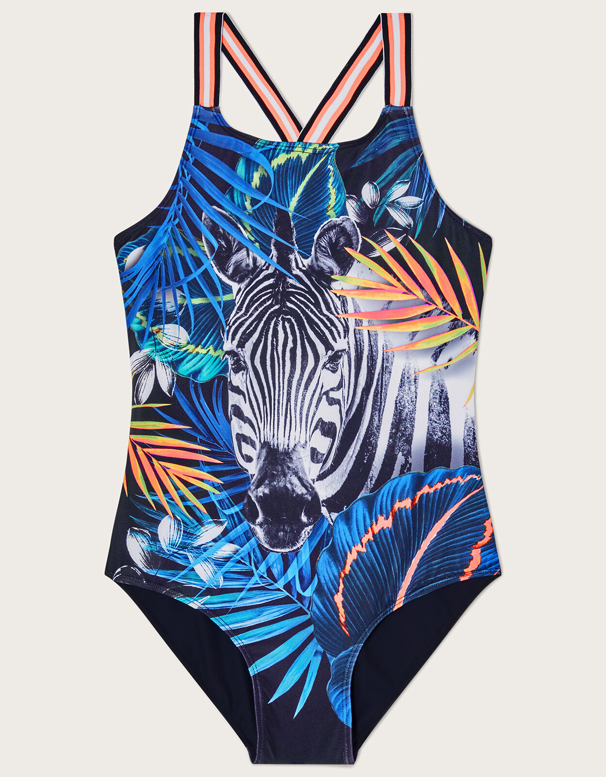 Zebra Palm Print Swimsuit Black Girls Beach Swimwear Monsoon Global