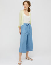 Tabby Tie Cuff Lightweight Shrug in Linen Blend, Yellow (YELLOW), large