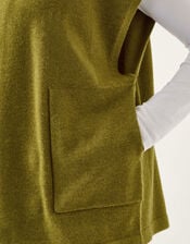 Double Breasted Knit Poncho Vest, Green (OLIVE), large