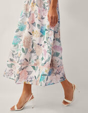 Agnes Floral Puff Sleeve Midi Dress, Pink (PALE PINK), large