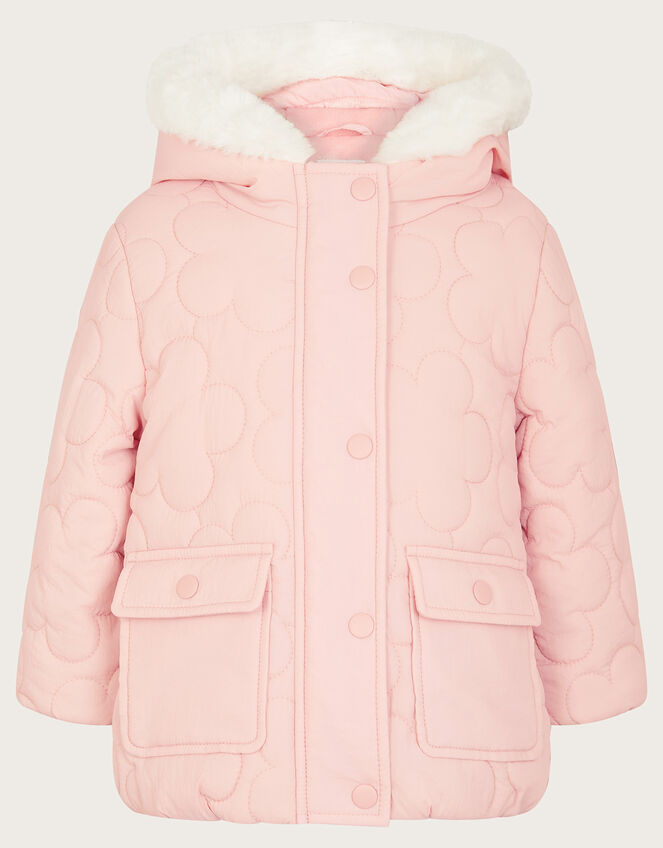 Baby Floral Quilted Coat, Pink (PALE PINK), large