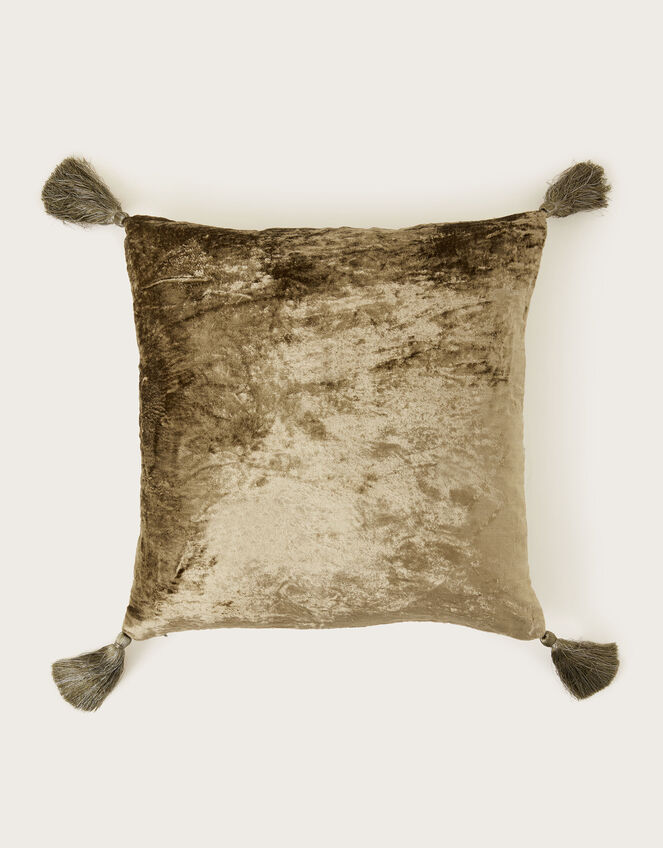 Crinkle Velvet Cushion, Gold (GOLD), large