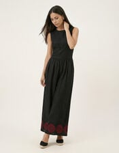 Raffya Vanessa Embroidered Wide Leg Jumpsuit, Black (BLACK), large