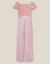 Quinn Velvet Pleated Jumpsuit, Pink (PINK), large