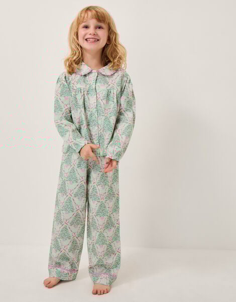 Christmas Tree Print Long Pyjamas Set, Green (GREEN), large