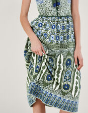 Heritage Print Lace Trim Dress, Green (KHAKI), large