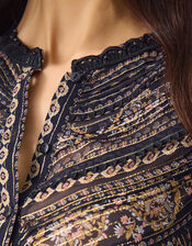 Darla Shimmer Print Blouse, Black (BLACK), large
