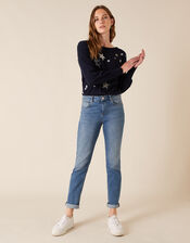 Sparkle Star Knit Jumper with Recycled Fabric, Blue (NAVY), large