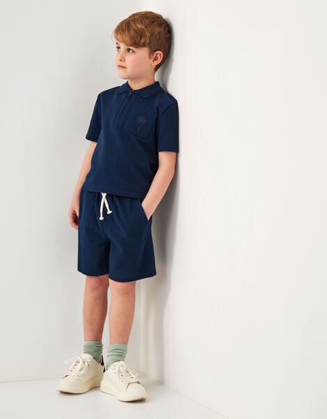 Jersey Polo Shirt and Shorts Set, Blue (BLUE), large