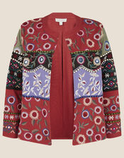 Embroidered Patchwork Jacket, Red (RED), large