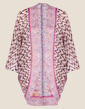 Ikat Border Print Cocoon Cover Up , , large