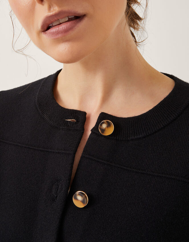 Bria Crew Neck Cardigan, Black (BLACK), large