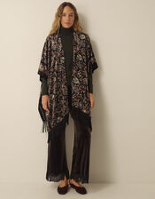 Regan Paisley Devor&eacute; Fringe Poncho, , large