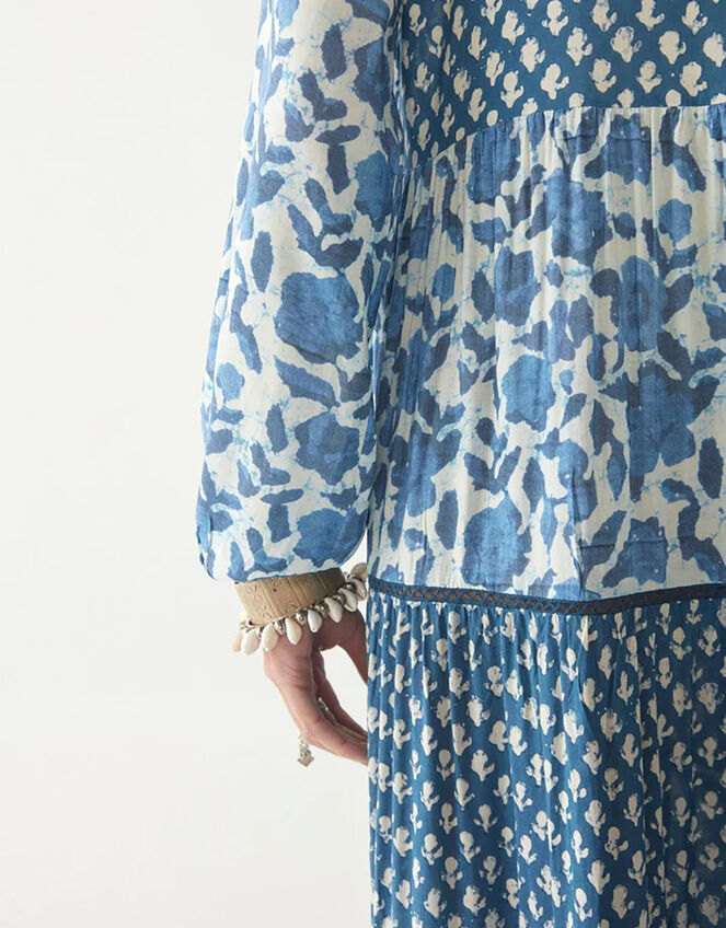 Maison Hotel Contrast Print Dress, Blue (BLUE), large