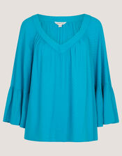 Kallie Dobby Blouse, Teal (TEAL), large
