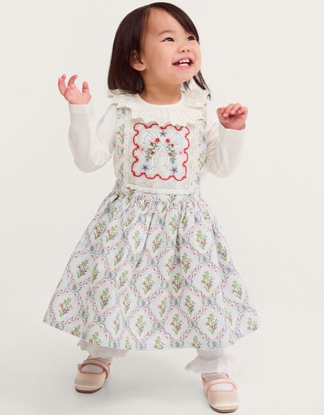 Baby Mon Cheri Pinafore Dress & Top Set, Blue (BLUE), large