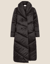 Clara Longline Padded Maxi Coat in Recycled Polyester, Black (BLACK), large