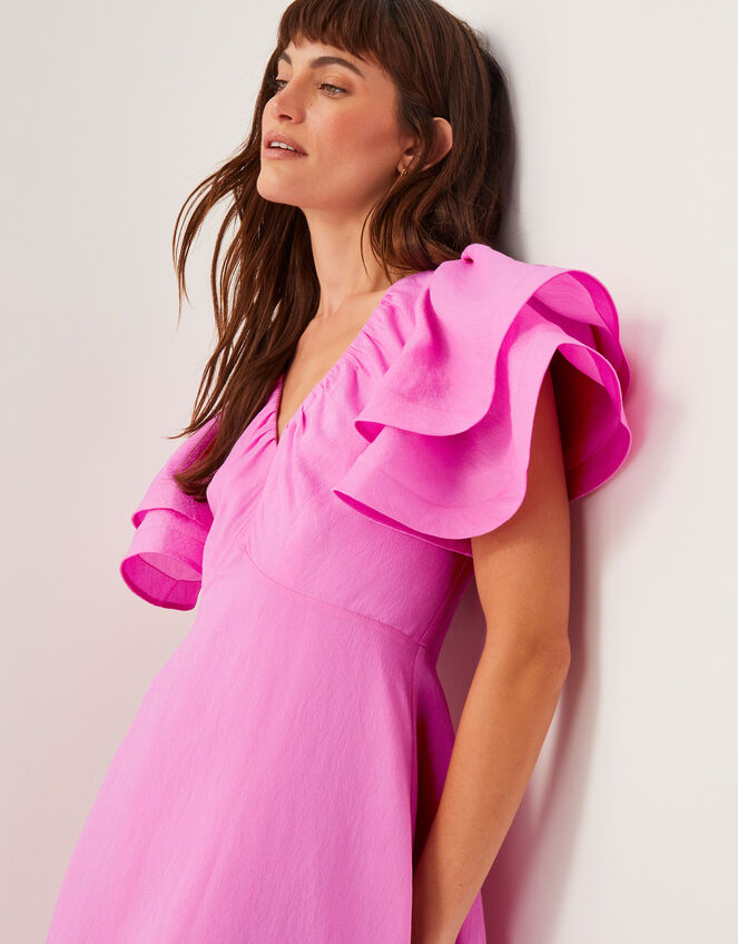 Patricia Ruffle Sleeve Midi Dress, Pink (PINK), large
