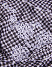 Gingham Embroidered Frill Bikini Set, Black (BLACK), large