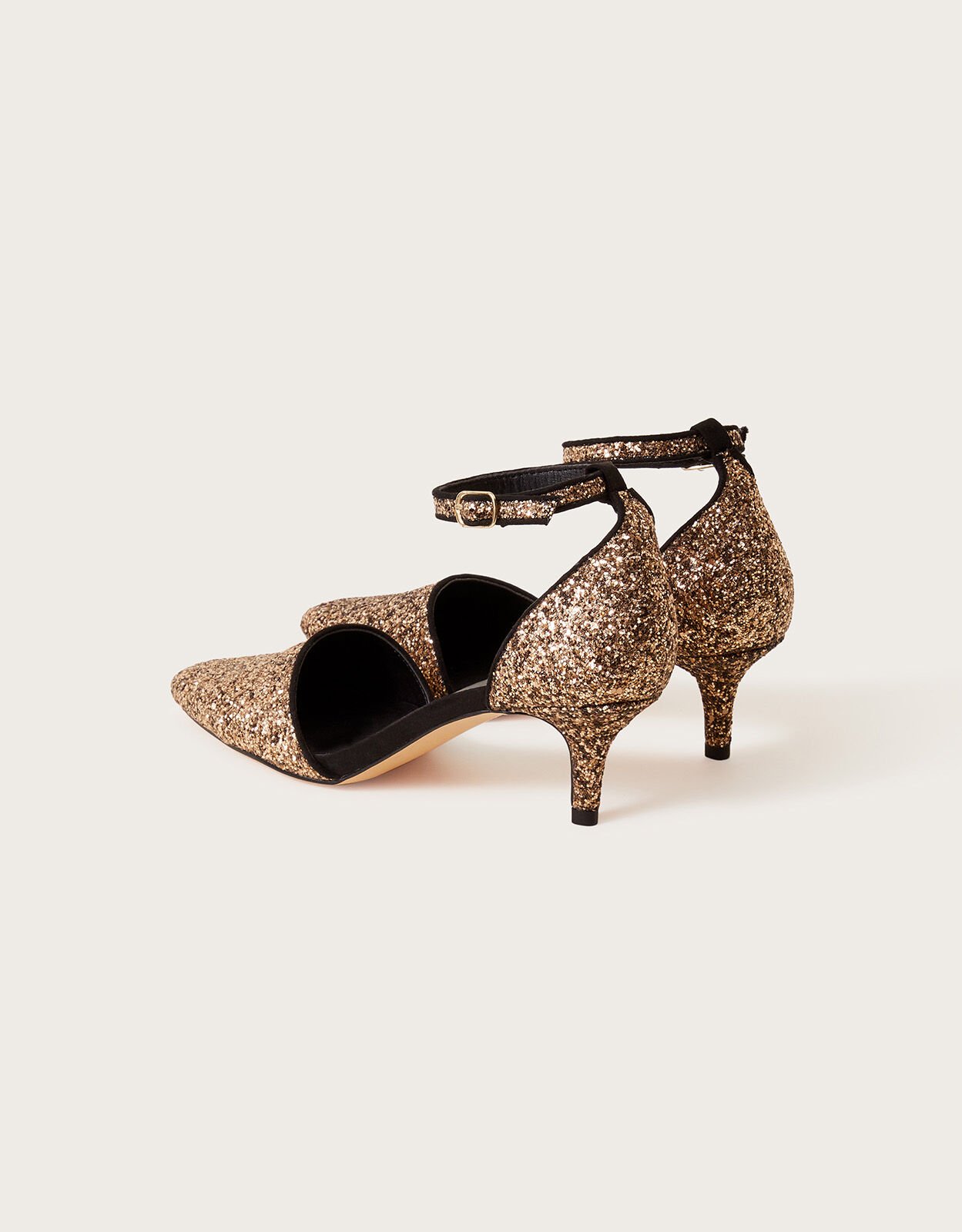 Gold square toe outlet heels