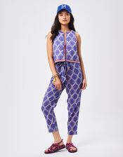 Petite Mendigote Print Embellished Waistcoat, Blue (INDIGO), large