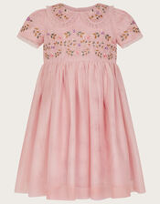 Baby Embroidered Collar Tulle Dress, Pink (PINK), large
