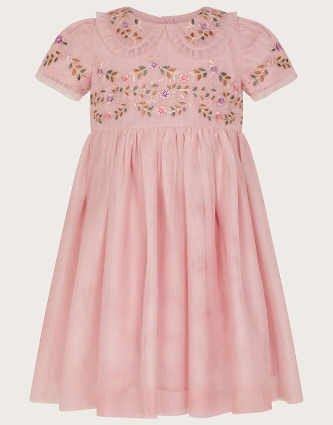 Baby Embroidered Collar Tulle Dress, Pink (PINK), large