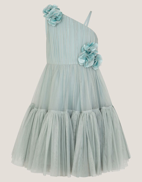 Ruby Asymmetric Flower Tulle Dress, Green (SAGE), large