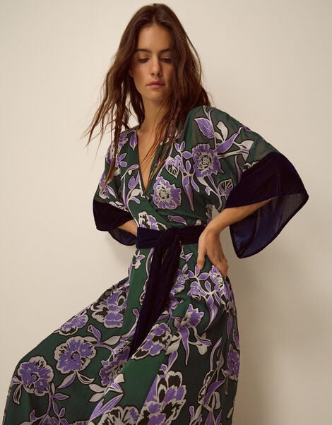Willow Floral Print Midi Dress, Green (GREEN), large