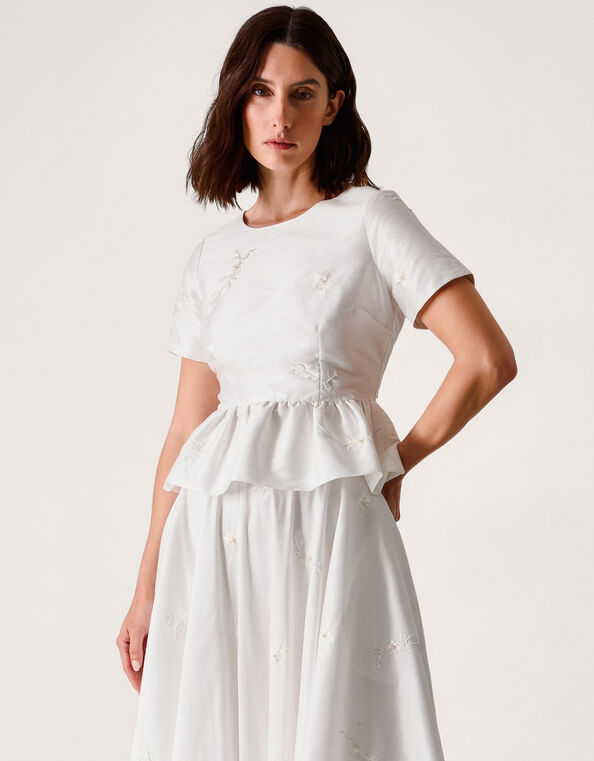 Eliza Floral Embellished Wedding Top, Ivory (IVORY), large