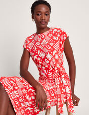 Dario Side Tie Dress, Red (RED), large