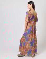 Traffic People Rene Flutter Floral Print Midi Dress, Blue (BLUE), large