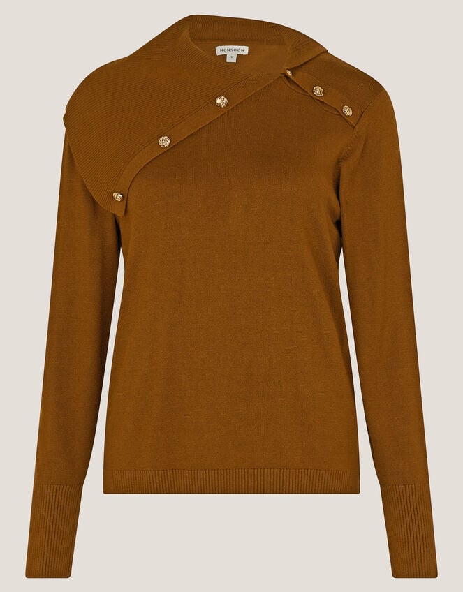 Kay Asymmetrical Collar Jumper , Orange (RUST), large