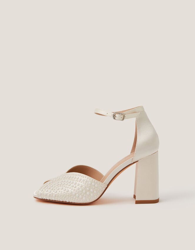 Sena Pearl Block Heeled Sandals, Ivory (IVORY), large