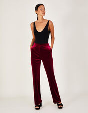 Carla Velvet Bootcut Trousers, Red (RED), large