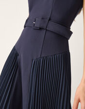 Sally Pleat Sleeveless Midi Dress, Blue (NAVY), large