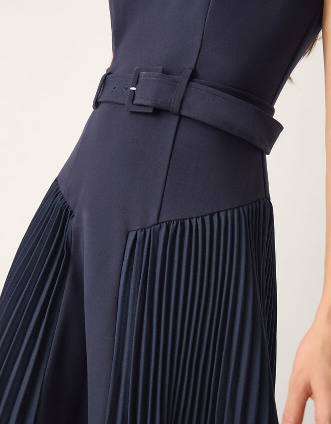 Sally Pleat Sleeveless Midi Dress, Blue (NAVY), large